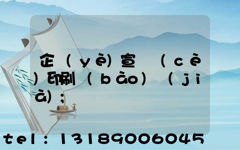 企業(yè)宣傳冊(cè)印刷報(bào)價(jià)